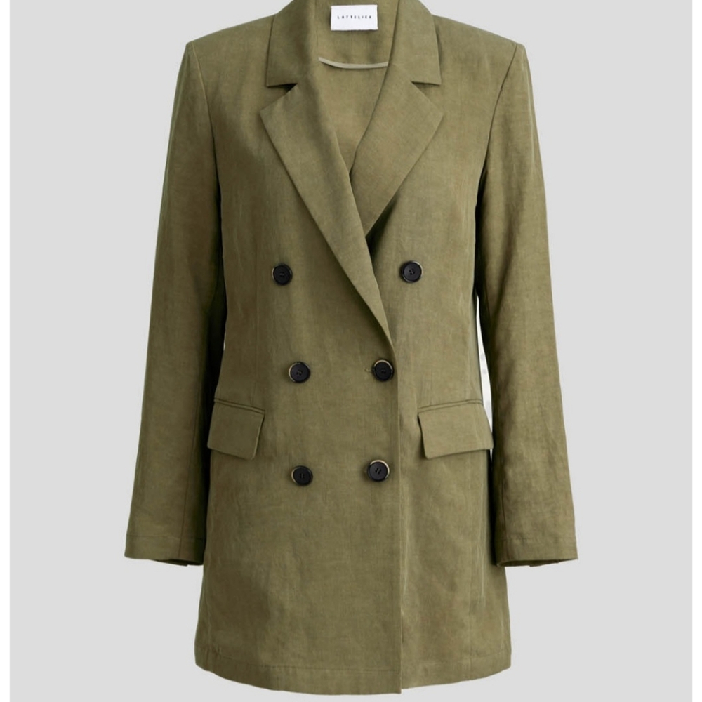 Lattelier cotton double-breasted linen blazer
